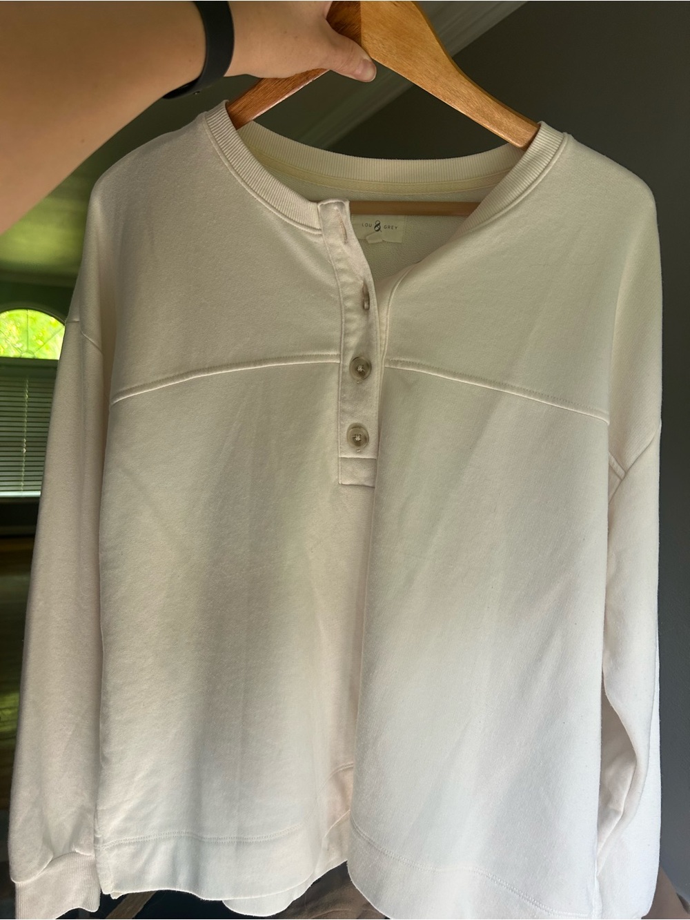 Lou & Grey Cream Henley Sweatshirt